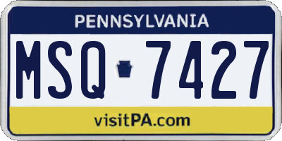 PA license plate MSQ7427