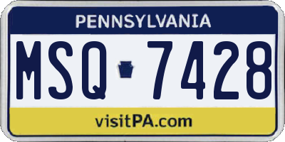 PA license plate MSQ7428