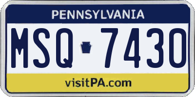 PA license plate MSQ7430