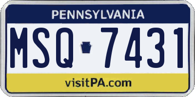 PA license plate MSQ7431