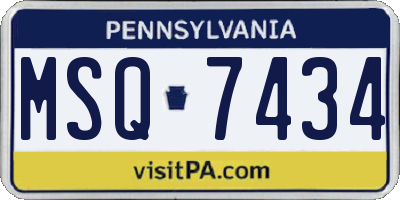 PA license plate MSQ7434