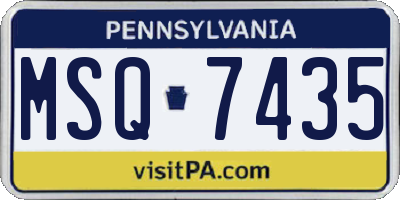 PA license plate MSQ7435