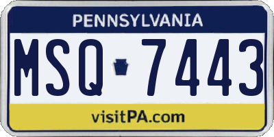 PA license plate MSQ7443