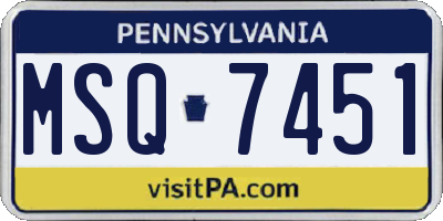 PA license plate MSQ7451