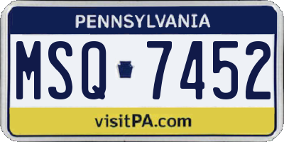 PA license plate MSQ7452