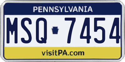 PA license plate MSQ7454