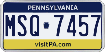 PA license plate MSQ7457