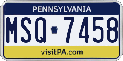 PA license plate MSQ7458