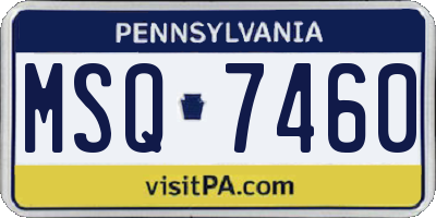 PA license plate MSQ7460