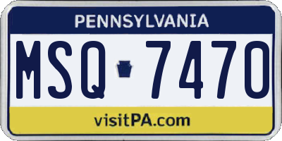 PA license plate MSQ7470