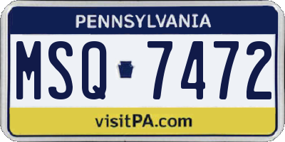 PA license plate MSQ7472