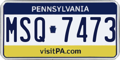 PA license plate MSQ7473