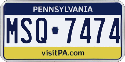 PA license plate MSQ7474