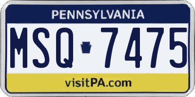 PA license plate MSQ7475