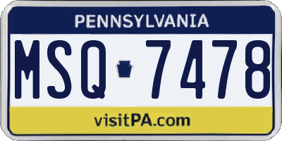 PA license plate MSQ7478