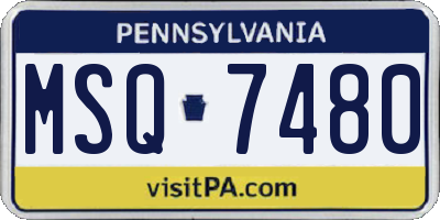 PA license plate MSQ7480