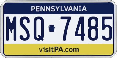 PA license plate MSQ7485