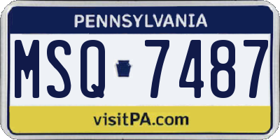 PA license plate MSQ7487