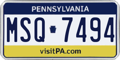 PA license plate MSQ7494