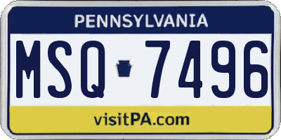 PA license plate MSQ7496