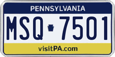 PA license plate MSQ7501