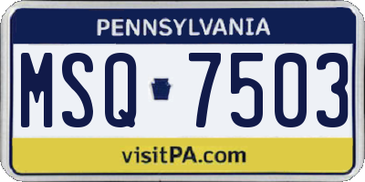 PA license plate MSQ7503