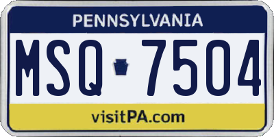 PA license plate MSQ7504