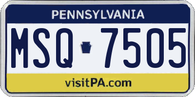 PA license plate MSQ7505