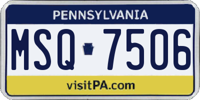 PA license plate MSQ7506