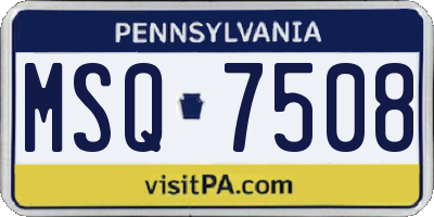 PA license plate MSQ7508