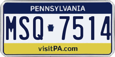 PA license plate MSQ7514