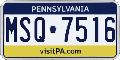 PA license plate MSQ7516