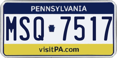 PA license plate MSQ7517