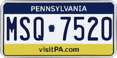 PA license plate MSQ7520
