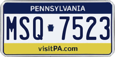 PA license plate MSQ7523