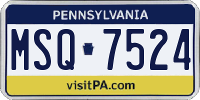 PA license plate MSQ7524