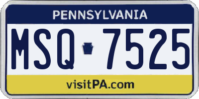 PA license plate MSQ7525