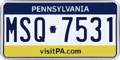 PA license plate MSQ7531