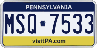 PA license plate MSQ7533