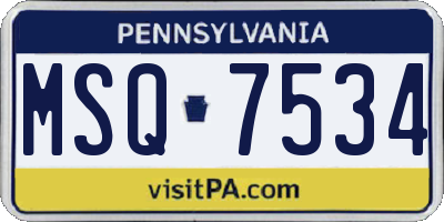 PA license plate MSQ7534