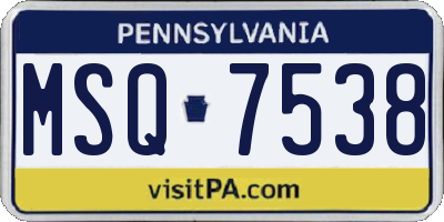 PA license plate MSQ7538