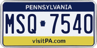 PA license plate MSQ7540