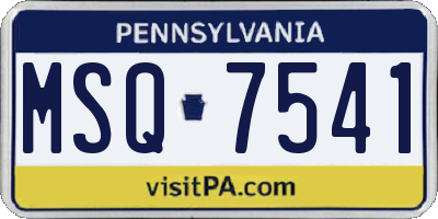 PA license plate MSQ7541