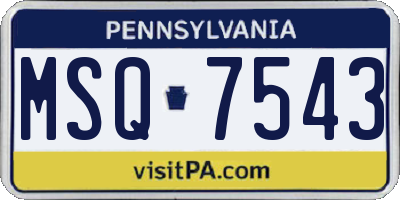 PA license plate MSQ7543
