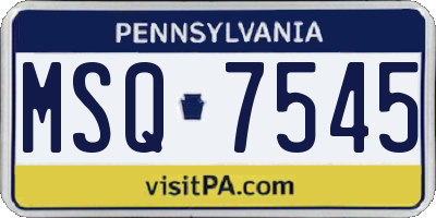 PA license plate MSQ7545