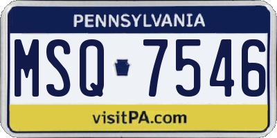 PA license plate MSQ7546