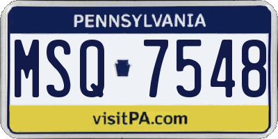 PA license plate MSQ7548