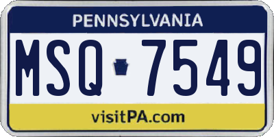 PA license plate MSQ7549