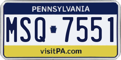 PA license plate MSQ7551