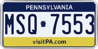 PA license plate MSQ7553
